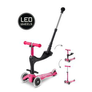 Micro Step -  Mini Micro 3 In 1 | Deluxe Push LED | Roze