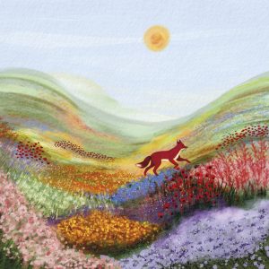 vos-in-bloemenweide-hannah-illustreert