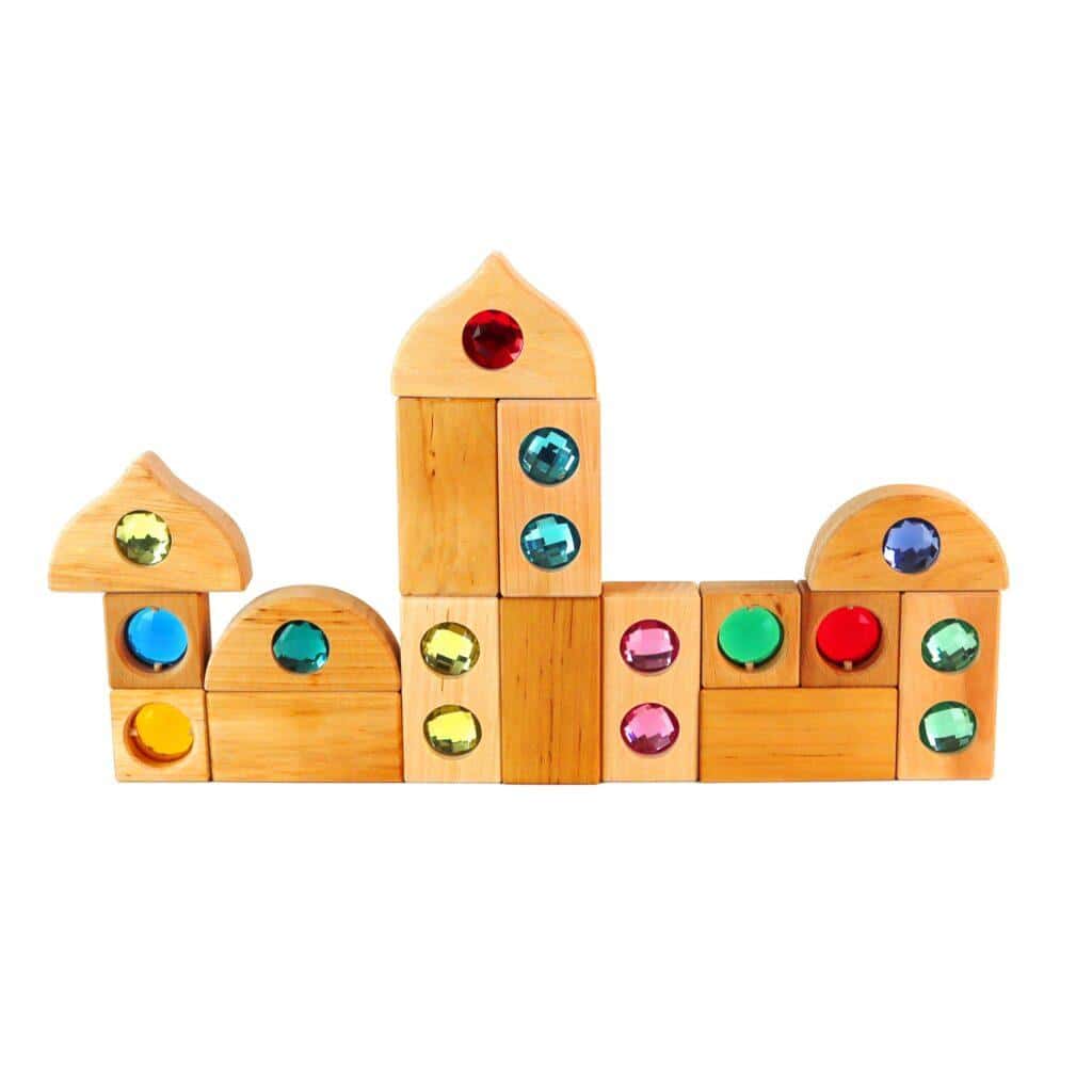 Bauspiel - Mini Mixed Glinster- en Vensterblokken | 16 Stuks