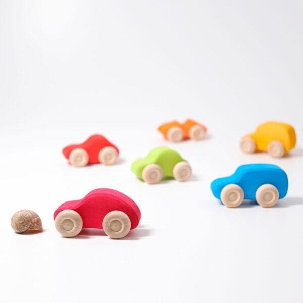 GRIMM'S - Gekleurde Houten Auto's | 6 Stuks