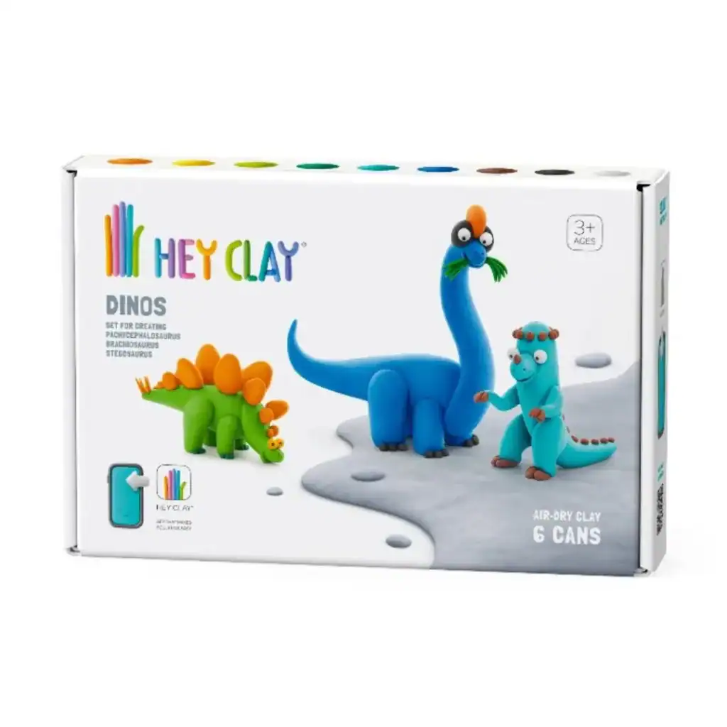 HeyClay - Dino's | Stegosaurus, Pachycephalosaurus, Brachiosaurus | 6 Potjes