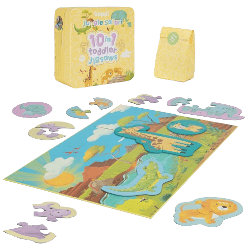 Peuter Puzzel met Grondplaat | Safari 10-in-1