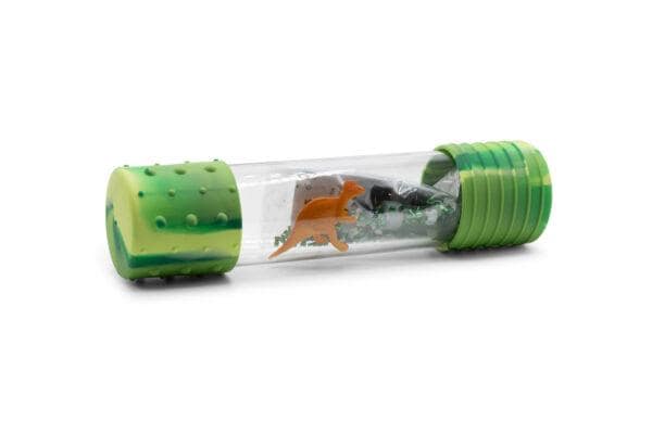 Jellystone sensorische fles Dino met groene uiteinden en dinosaurusfiguurtjes