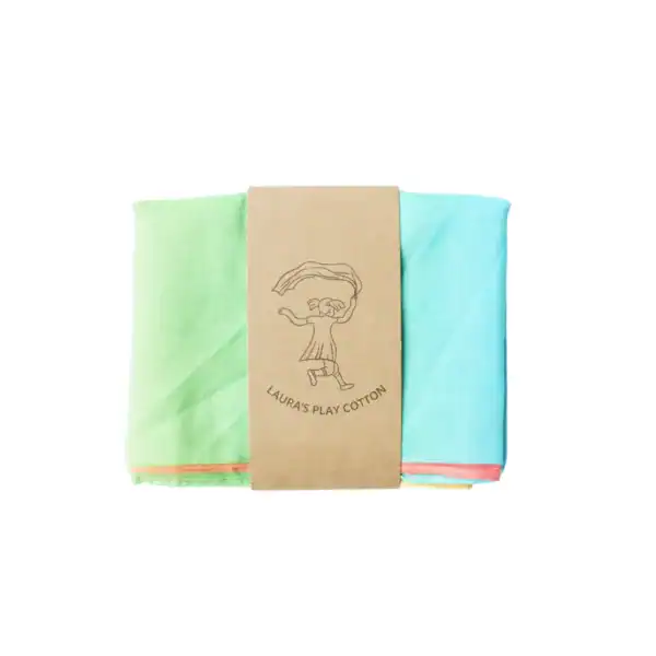 Laura's Play Cotton - Speeldoek | Pastel Regenboog | 90 cm x 90 cm