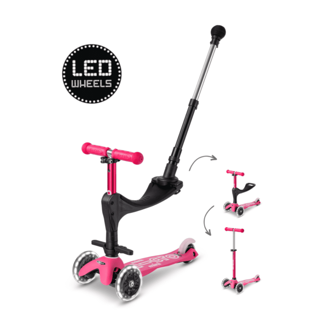 Micro Step -  Mini Micro 3 In 1 | Deluxe Push LED | Roze