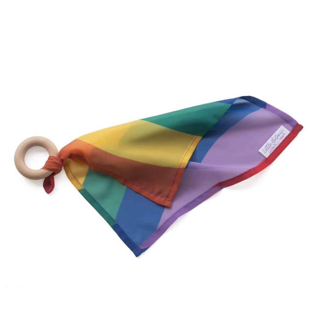 Little Botanic Label - Speeldoek Klein - 30cm - met houten ring - Regenboog Waves