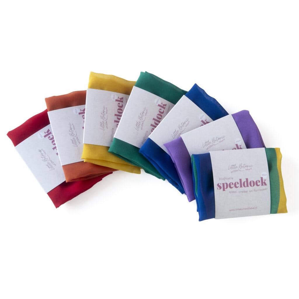 Little Botanic Label - Playcycle speeldoeken set | Regenboog | 30 cm | 7 Stuks