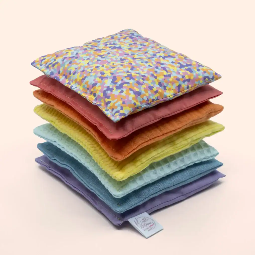 Little Botanic Label - Sensorische Pittenzakjes | Pastel Regenboog + Pastel Confetti | 7 Stuks