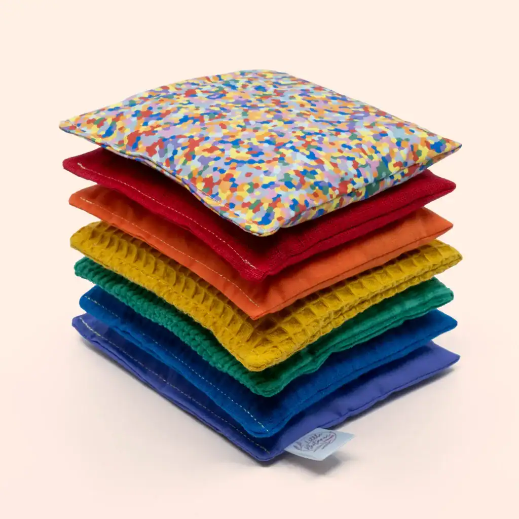 Little Botanic Label - Sensorische Pittenzakjes | Regenboog + Super Confetti | 7 Stuks