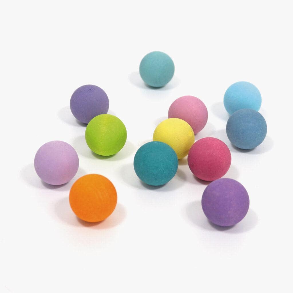 GRIMM'S - Houten Ballen Klein | 12 Stuks | Pastel