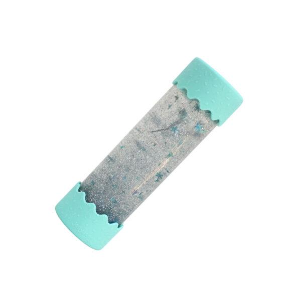 Jellystone sensorische babyfles met mintgroene uiteinden en glitterinhoud