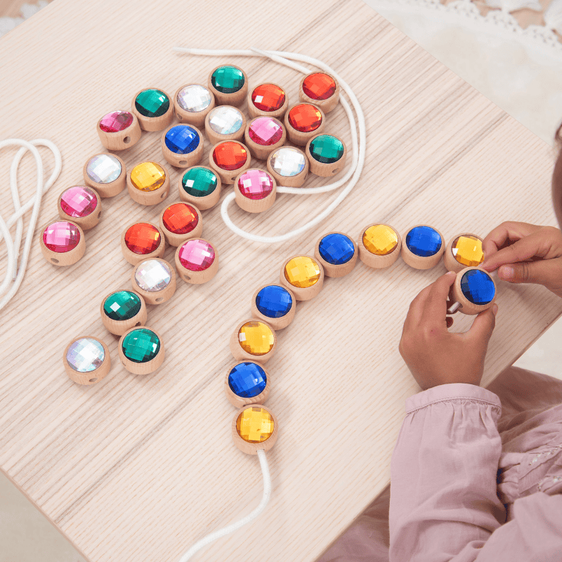 Tickit - Houten Rijg Juwelen incl. Rijgkoorden | 36 Stuks