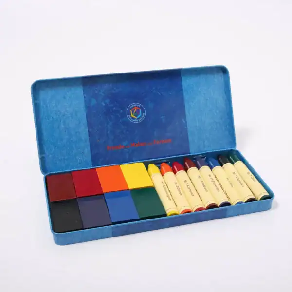 Stockmar - Combi-set | 8 Blokjes + 8 Krijtjes | | 16 Stuks in blik