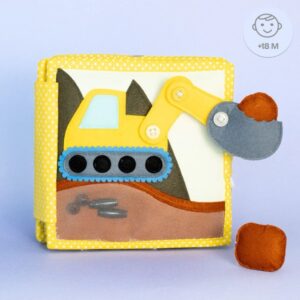 Jolly Designs - Mijn Eerste Graafmachine Mini Quiet Book | 18 Maanden