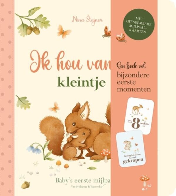 Ik hou van jou, kleintje babyboek met mijlpaalkaarten