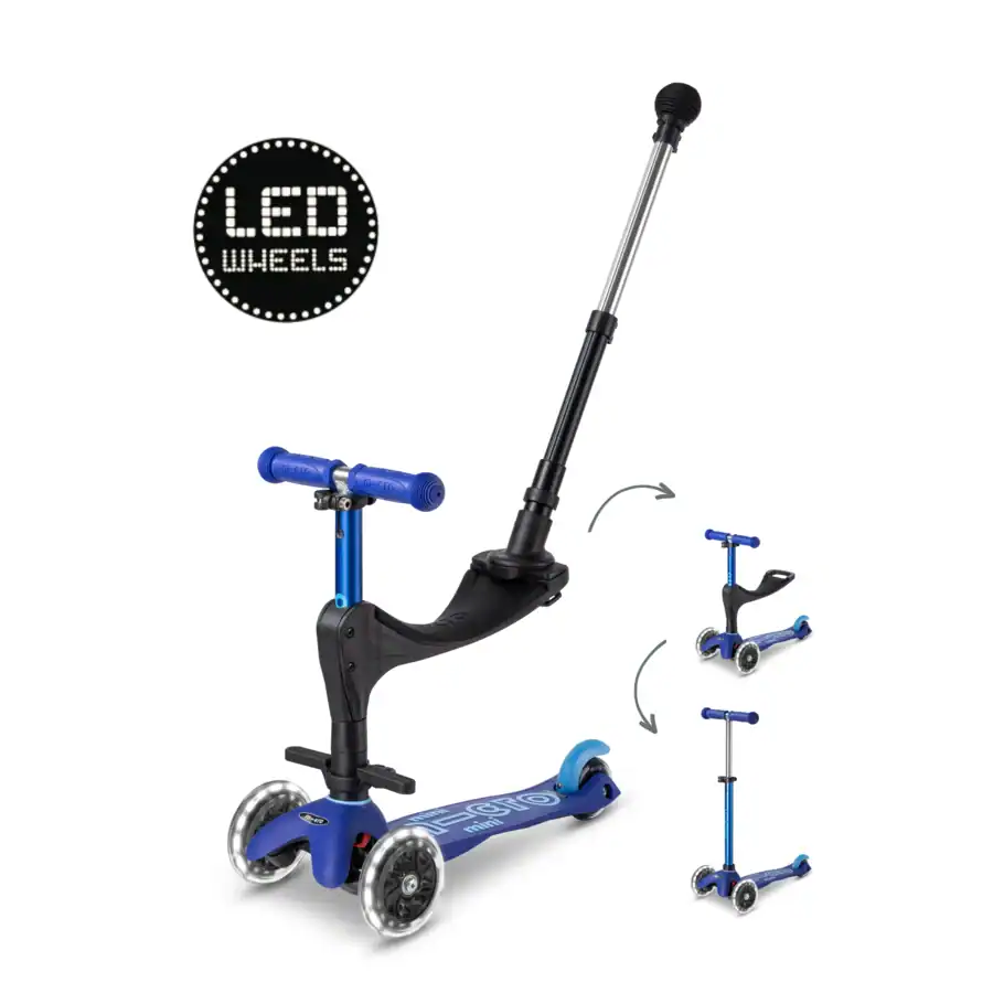 Micro Step -  Mini Micro 3 In 1 | Deluxe Push LED | Blauw