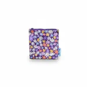 Tess & Tobi - Herbruikbaar Boterhamzakje | Bloemen Paars | 14 cm x 14 cm