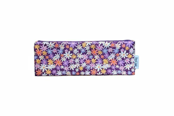 Tess & Tobi - Herbruikbaar Opbergzakje | Bloemen Paars | 10 cm x 30 cm