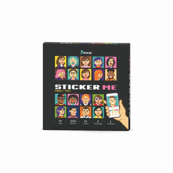 Verpakking Pixio Sticker Me Family Pack met pixelportretten