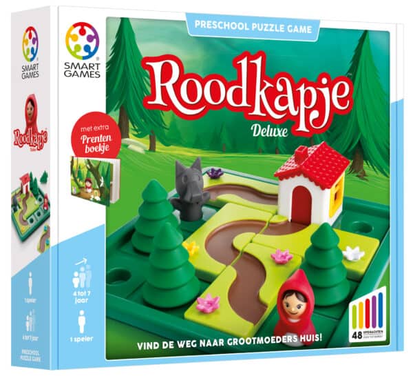 Verpakking van SmartGames Roodkapje Deluxe met 48 opdrachten