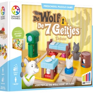 Verpakking van SmartGames De Wolf en de 7 Geitjes Deluxe met 48 opdrachten