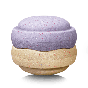 Stapelstein Grow Duo Winter Special 2026 met grote gespikkelde elementen in zand en violet