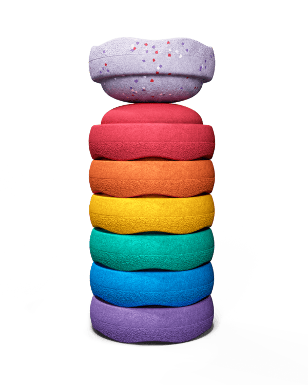 Zeven Stapelstein Mini Rainbow Classic stenen met extra violet gespikkelde Mini, Winter Special 2026