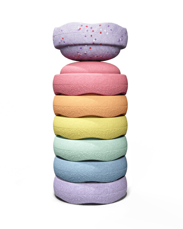Zeven Stapelstein Mini Rainbow Pastel stenen met extra violet gespikkelde Mini, Winter Special 2026