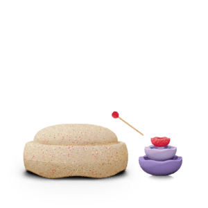 Stapelstein Water Play Set Sand Violet met grote zandkleurige schaal, kleine schalen en speelstokje