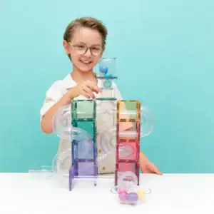 Connetix magnetische knikkerbaan in pastelkleuren met houten ballen