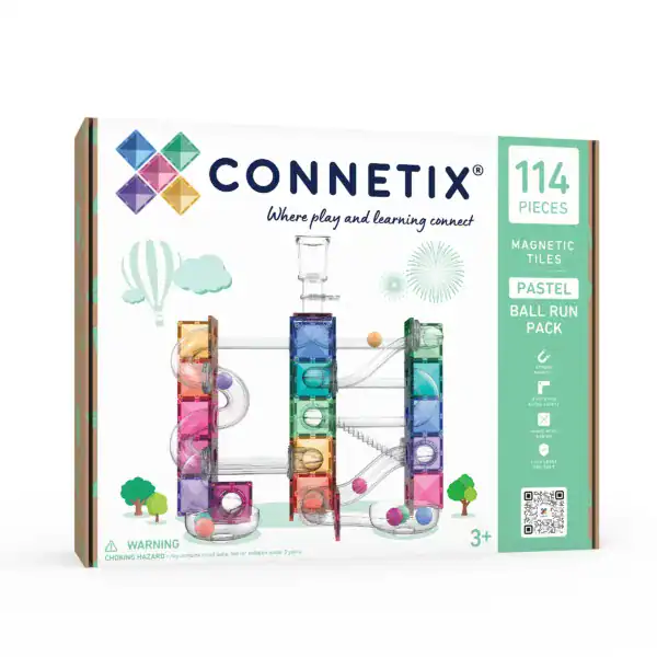 Connetix Ball Run Pastel Pack met 114 onderdelen in zachte pastelkleuren