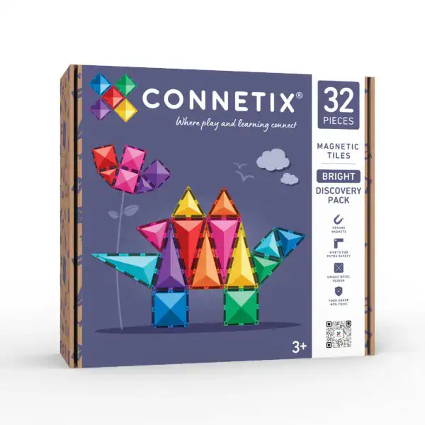 Connetix Bright Discovery Pack met 32 magnetische tegels in heldere kleuren
