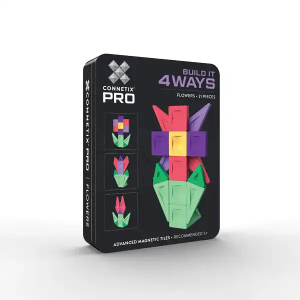 Connetix PRO Build It 4 Ways Flowers Pack met 21 magnetische bouwdelen