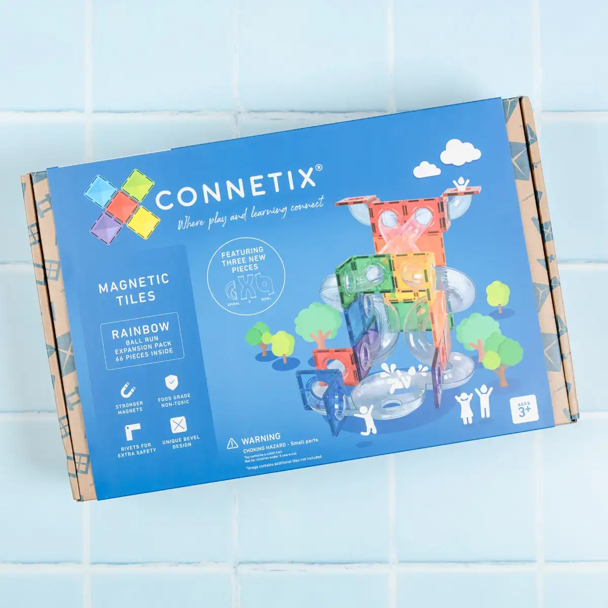 Connetix Rainbow Ball Run Expansion 66 – productdoos Doos van de Connetix Rainbow Ball Run Expansion Pack 66 stuks