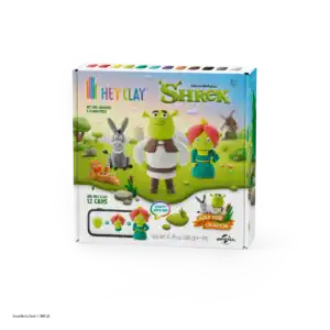 HEY CLAY Shrek kleiset met 12 kleuren, afgebeeld op de verpakking