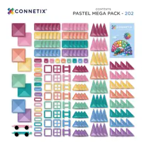 Inhoud Connetix Pastel Mega Pack met 202 onderdelen