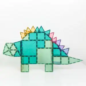 Dinosaurus gebouwd met Connetix Pastel magnetische tegels
