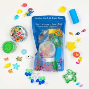 Invitation to Imagine Under the Sea Busy Bag met natuurlijke speelklei en zeedierenaccessoires