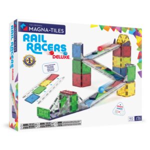 MAGNA-TILES Rail Racers Deluxe doos met 90-delige magnetische knikkerbaan