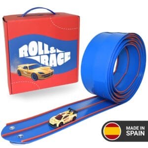 Roll & Race flexibele autobaan van 400 cm met draagdoos en speelgoedauto