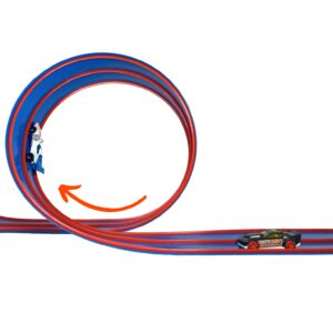 Flexibele Roll & Race autobaan opgebouwd met bochten en looping