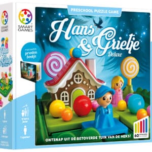 Nederlandse verpakking van SmartGames Hans en Grietje Deluxe met 60 opdrachten