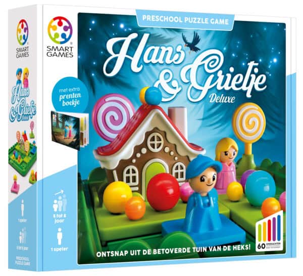 Nederlandse verpakking van SmartGames Hans en Grietje Deluxe met 60 opdrachten