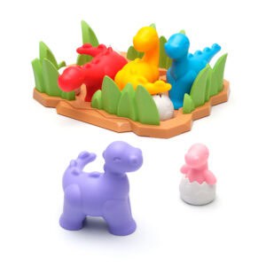 TipToe Dino spelbord met gekleurde dinosaurussen en een dinosaurus in een ei