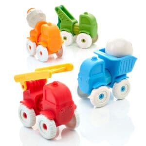 SmartMax My First Vehicles met brandweerwagen, betonmixer, takelwagen en blauwe kiepwagen