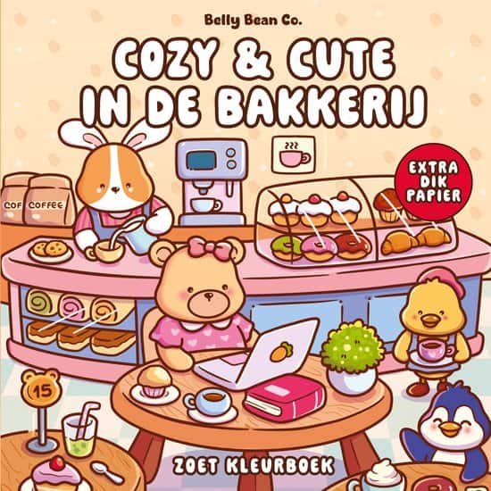 Voorkant van Cozy & cute in de bakkerij kleurboek Voorkant van Cozy & cute in de bakkerij kleurboek