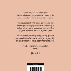 Achterkant van Het cozy puzzelboek voor knusse herfstdagen