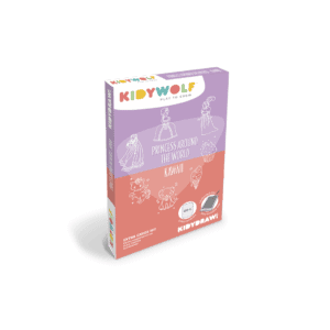 Verpakking KIDYDRAW Mini refill Prinsessen en Kawaii met 60 tekenkaarten