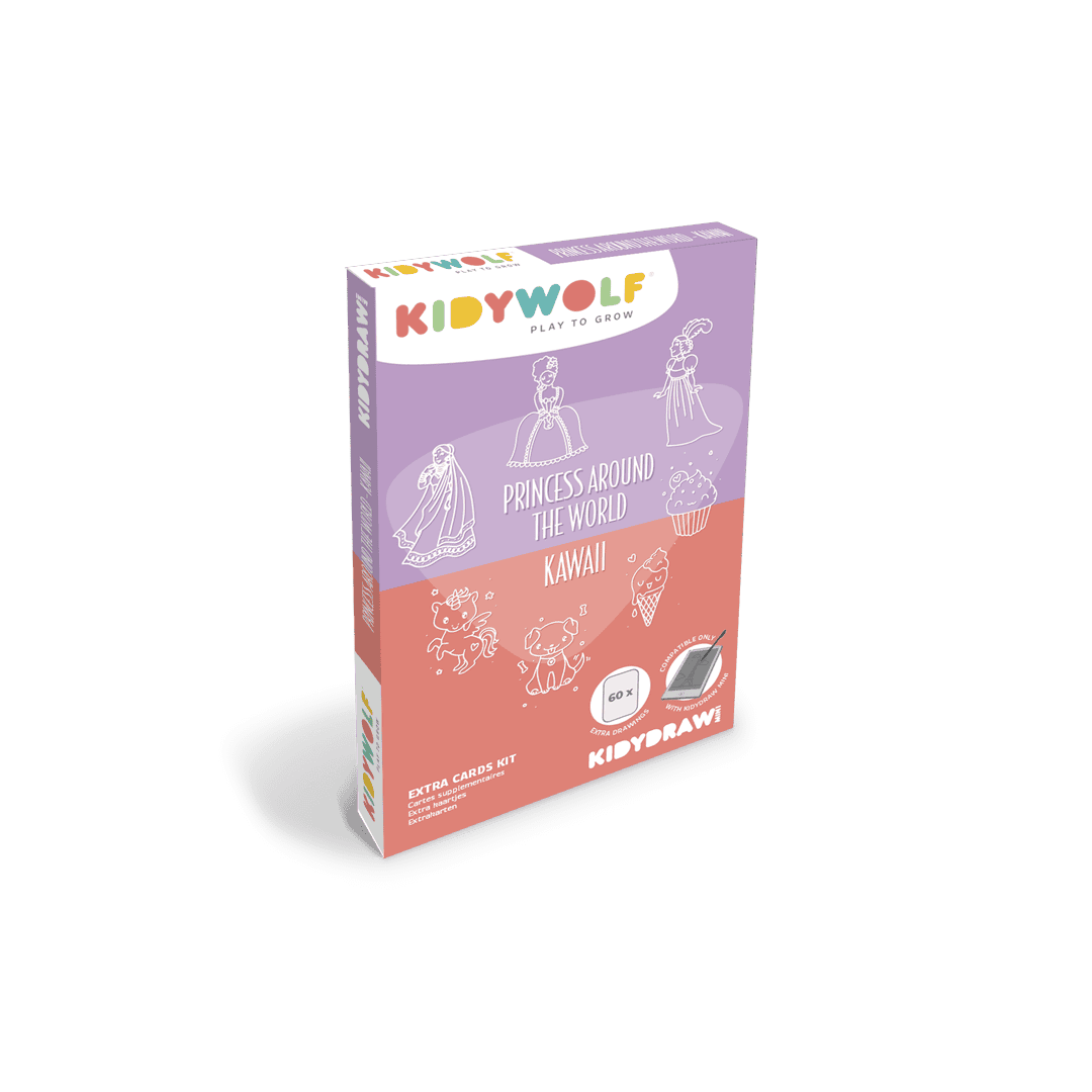 Verpakking KIDYDRAW Mini refill Prinsessen en Kawaii met 60 tekenkaarten Verpakking KIDYDRAW Mini refill Prinsessen en Kawaii met 60 tekenkaarten