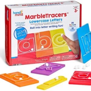 Learning Resources MarbleTracers Kleine Letters met verpakking, gekleurde letterbanen en witte knikkers